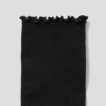 8 seconds Ankle Shirring Ribbed Socks — Black