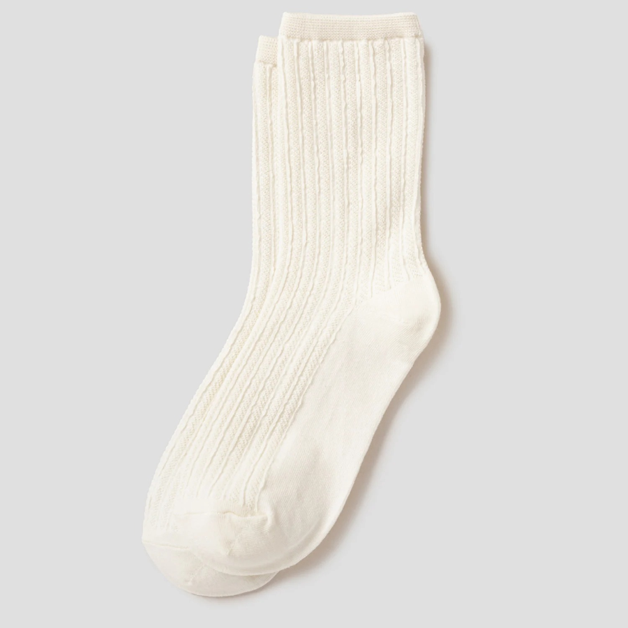 8 seconds Openwork Knit Socks — White