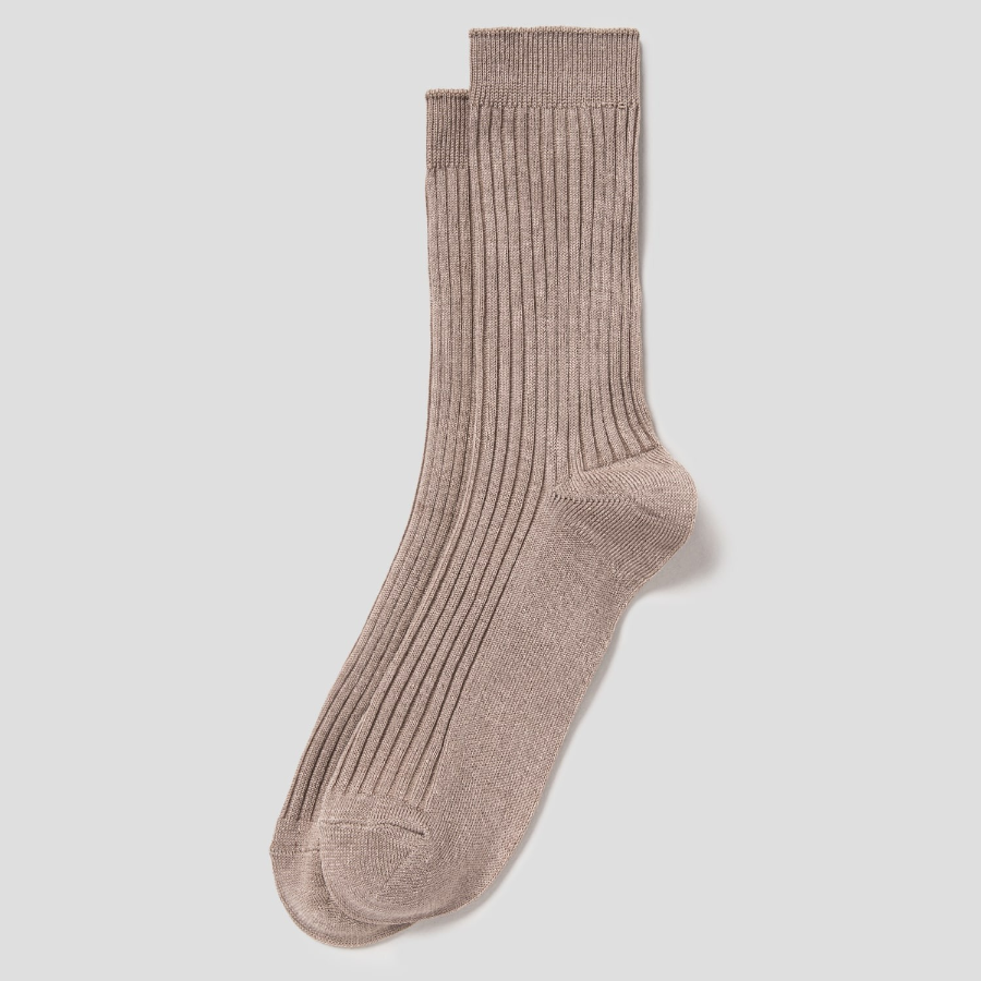 8 seconds Silket Ribbed Socks — Beige