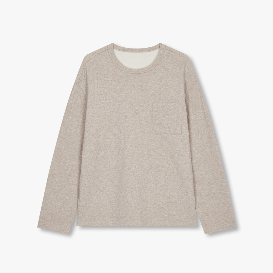 JAJU Double Cotton Loose Fit Pajama T-Shirt – Beige