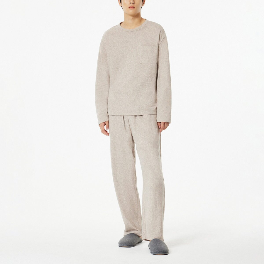 JAJU Double Cotton Loose Fit Pajama T-Shirt – Beige