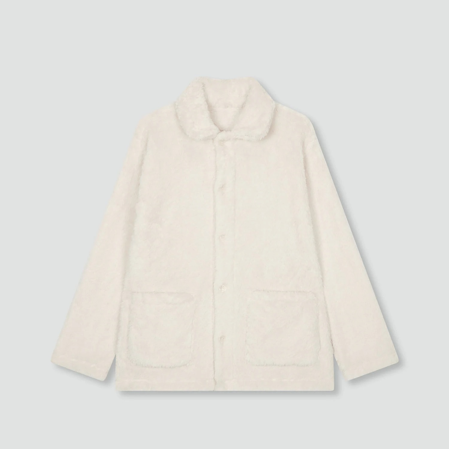 JAJU Microfiber Flat Collar Pajama Shirt – Ivory