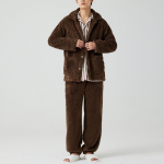 JAJU Microfiber Flat Collar Pajama Shirt – Brown