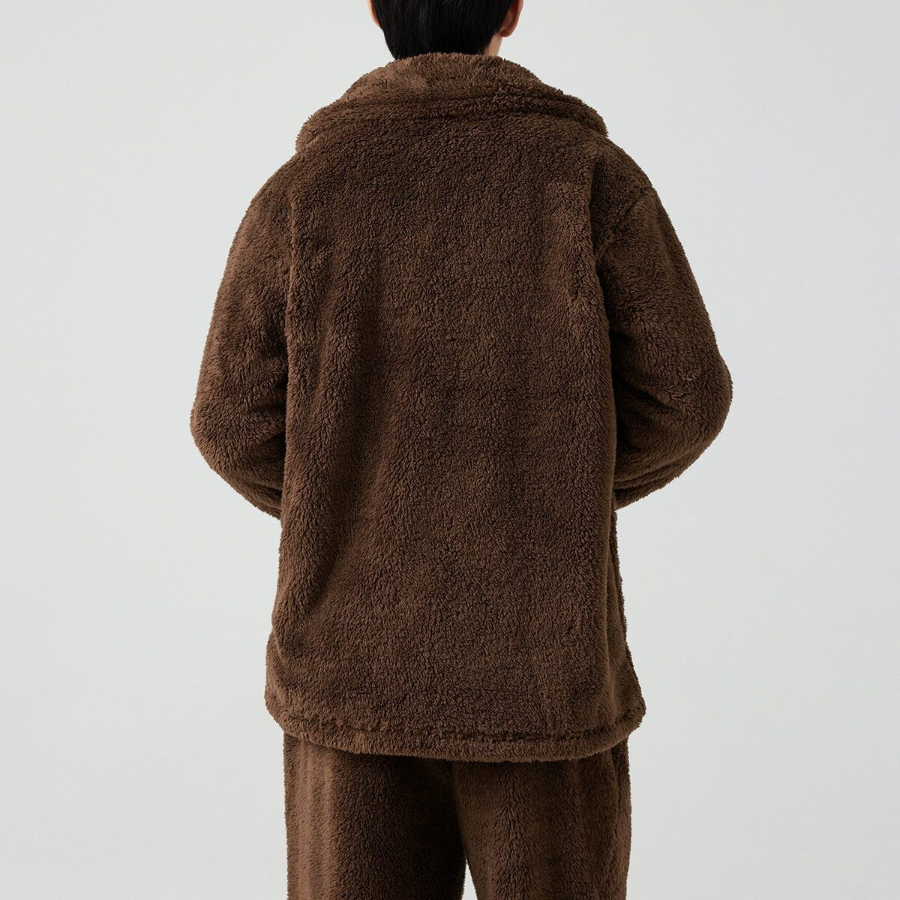 JAJU Microfiber Flat Collar Pajama Shirt – Brown