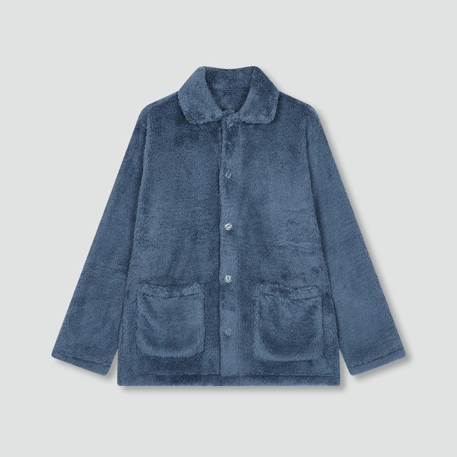 JAJU Microfiber Flat Collar Pajama Shirt – Blue