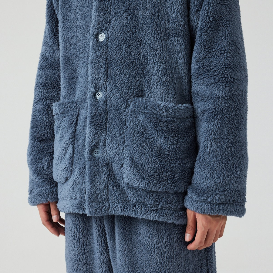 JAJU Microfiber Flat Collar Pajama Shirt – Blue