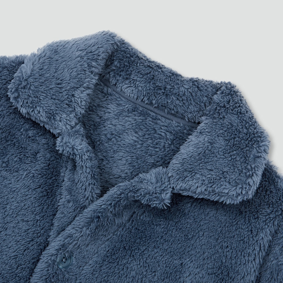 JAJU Microfiber Flat Collar Pajama Shirt – Blue