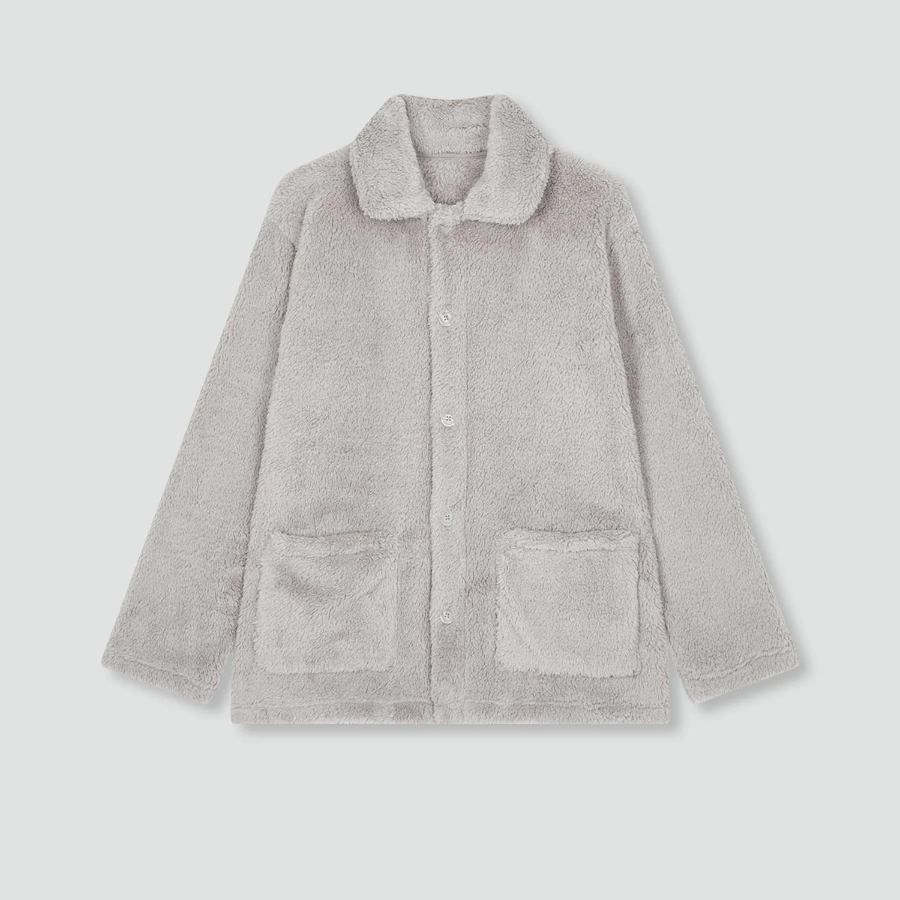 JAJU Microfiber Flat Collar Pajama Shirt – Grey