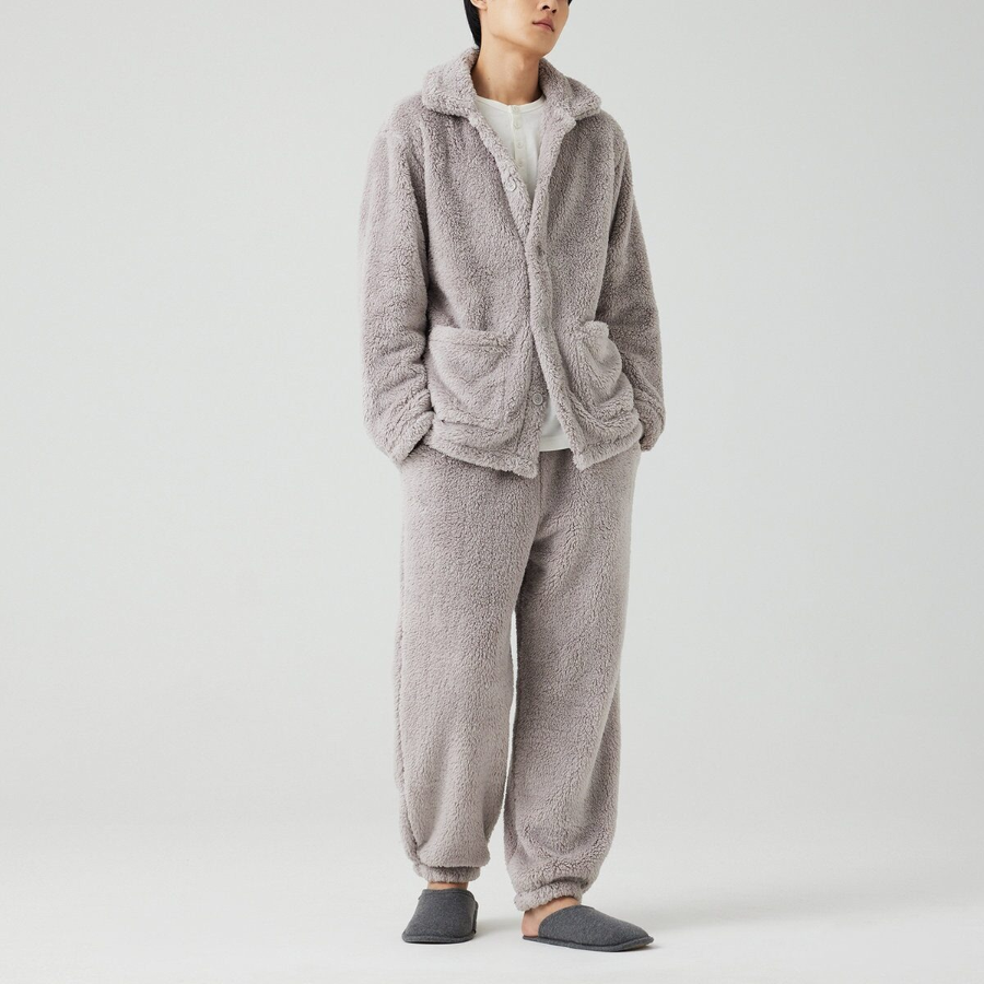 JAJU Microfiber Flat Collar Pajama Shirt – Grey