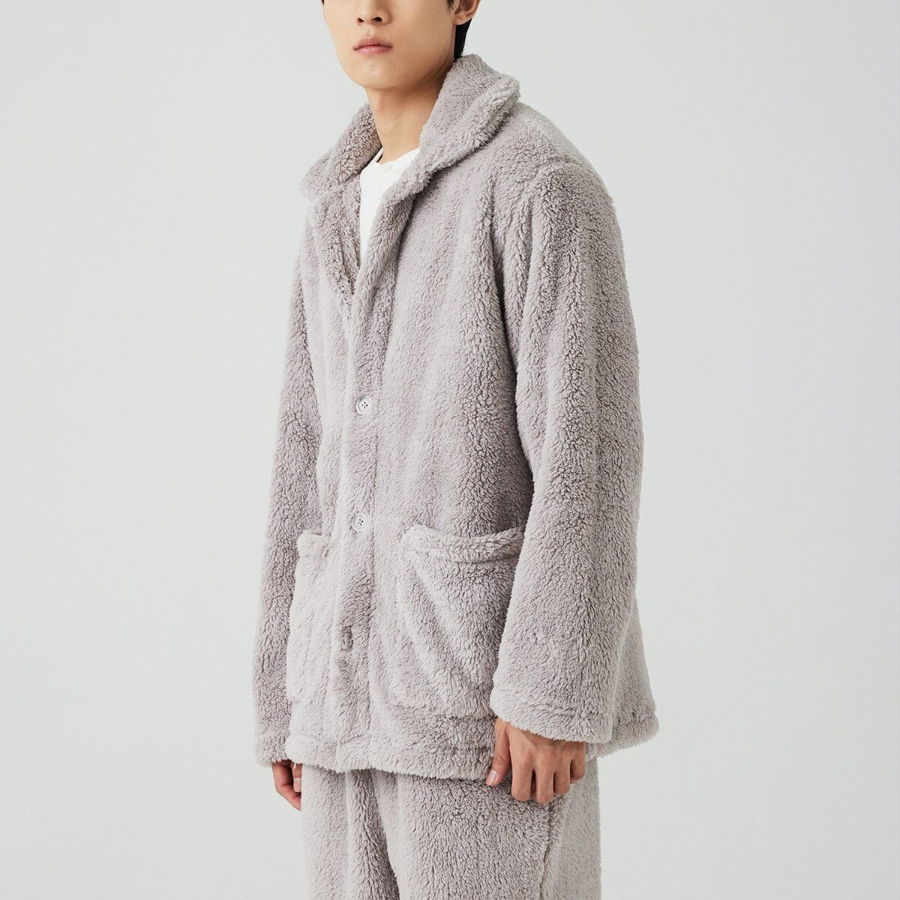 JAJU Microfiber Flat Collar Pajama Shirt – Grey