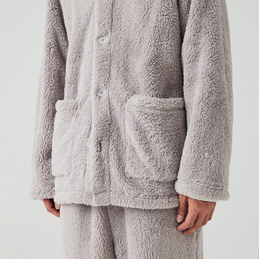 JAJU Microfiber Flat Collar Pajama Shirt – Grey