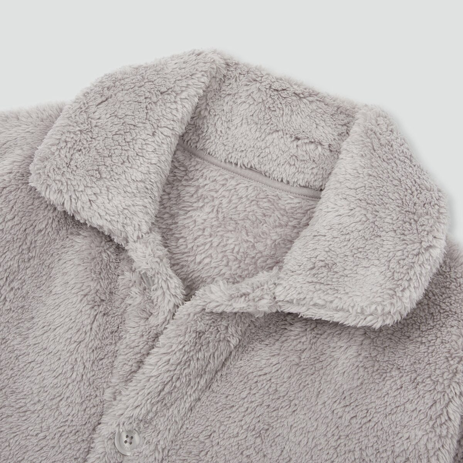 JAJU Microfiber Flat Collar Pajama Shirt – Grey