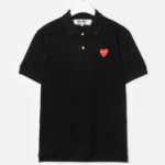 PLAY COMME DES GARCONS (Unisex) Red Heart Wappen Polo Shirt - Black