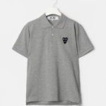 PLAY COMME DES GARCONS (Unisex) Double Black Heart Wappen Polo Shirt - Grey