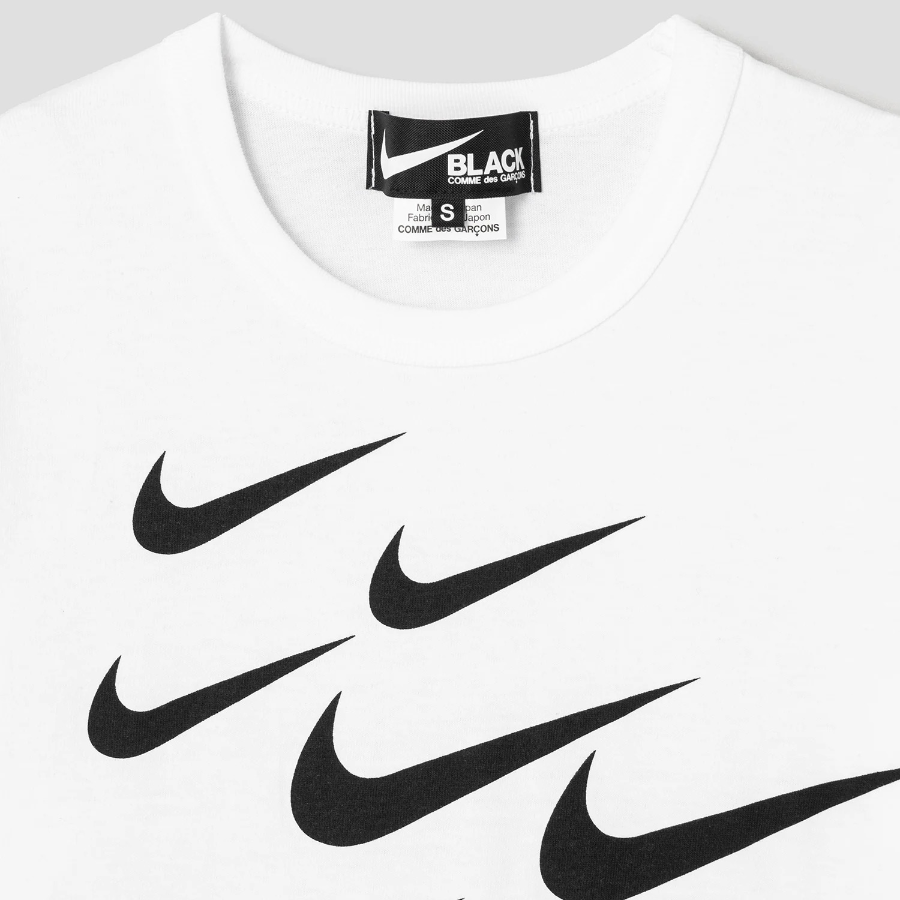 COMME DES GARCONS BLACK (Unisex) Cotton Jersey Nike Print - White