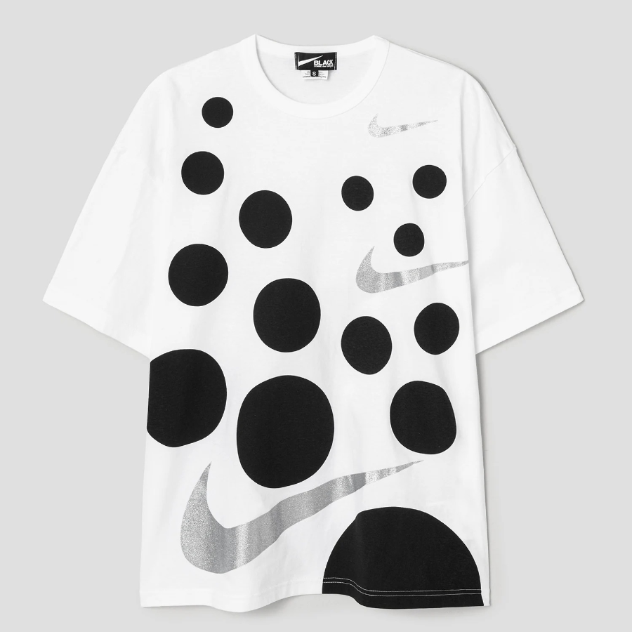 COMME DES GARCONS BLACK (Unisex) Cotton Jersey Nike Print - White