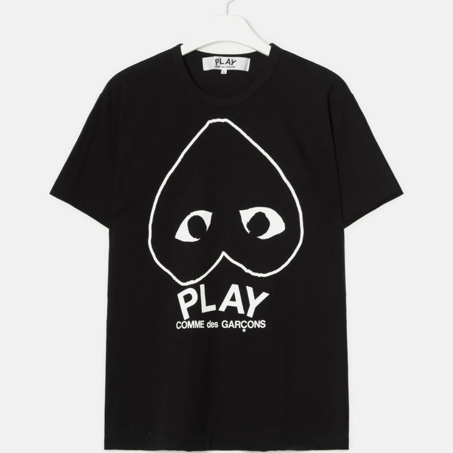 PLAY COMME DES GARCONS (Unisex) Upside down White Heart Sketch T-shirt - Black