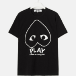 PLAY COMME DES GARCONS (Unisex) Upside down White Heart Sketch T-shirt - Black