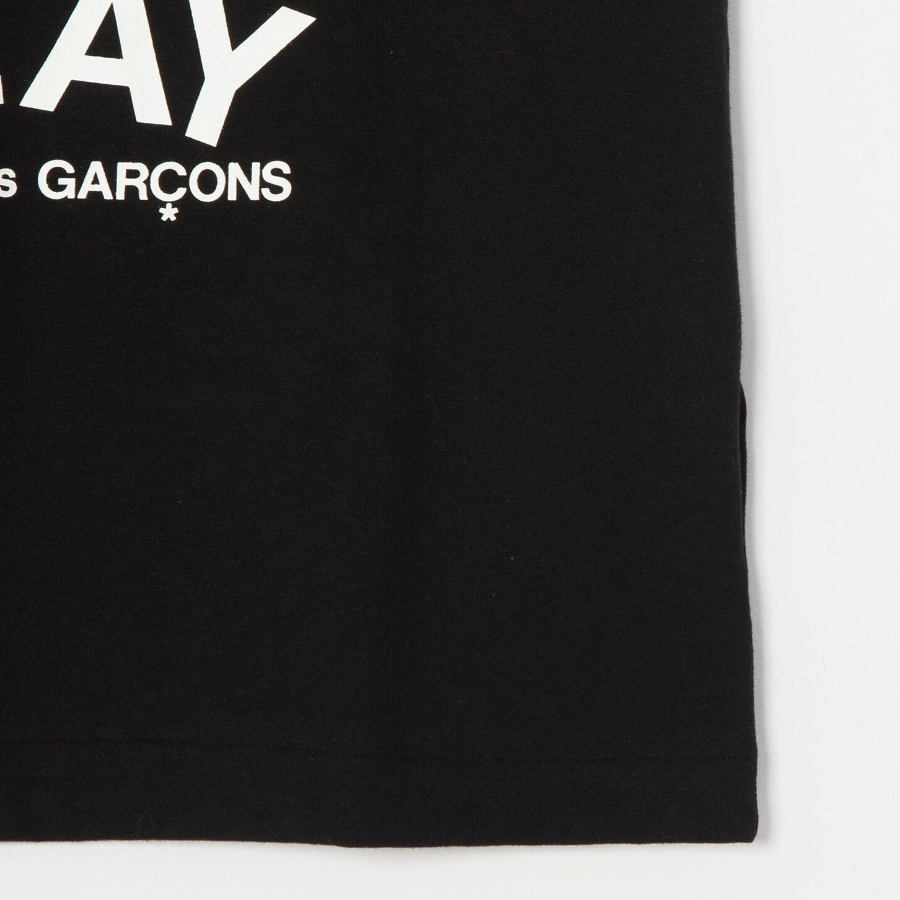 PLAY COMME DES GARCONS (Unisex) Upside down White Heart Sketch T-shirt - Black