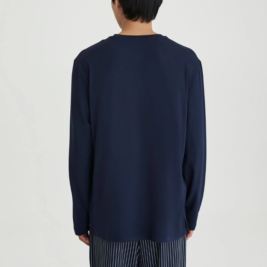 JAJU Peach Skin Long Sleeve Pajama T-Shirt – Navy