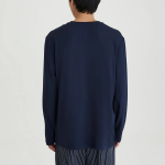 JAJU Peach Skin Long Sleeve Pajama T-Shirt – Navy