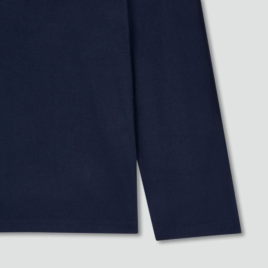 JAJU Peach Skin Long Sleeve Pajama T-Shirt – Navy