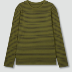 JAJU Smart Cotton Round Neck Long Sleeve Lounge T-Shirt – Dark Khaki