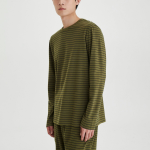 JAJU Smart Cotton Round Neck Long Sleeve Lounge T-Shirt – Dark Khaki