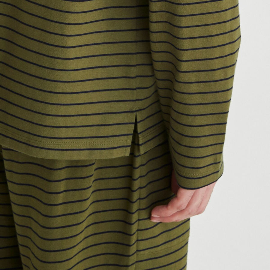 JAJU Smart Cotton Round Neck Long Sleeve Lounge T-Shirt – Dark Khaki