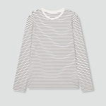 JAJU Smart Cotton Round Neck Long Sleeve Lounge T-Shirt – Off White