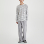 JAJU Smart Cotton Round Neck Long Sleeve Lounge T-Shirt – Off White