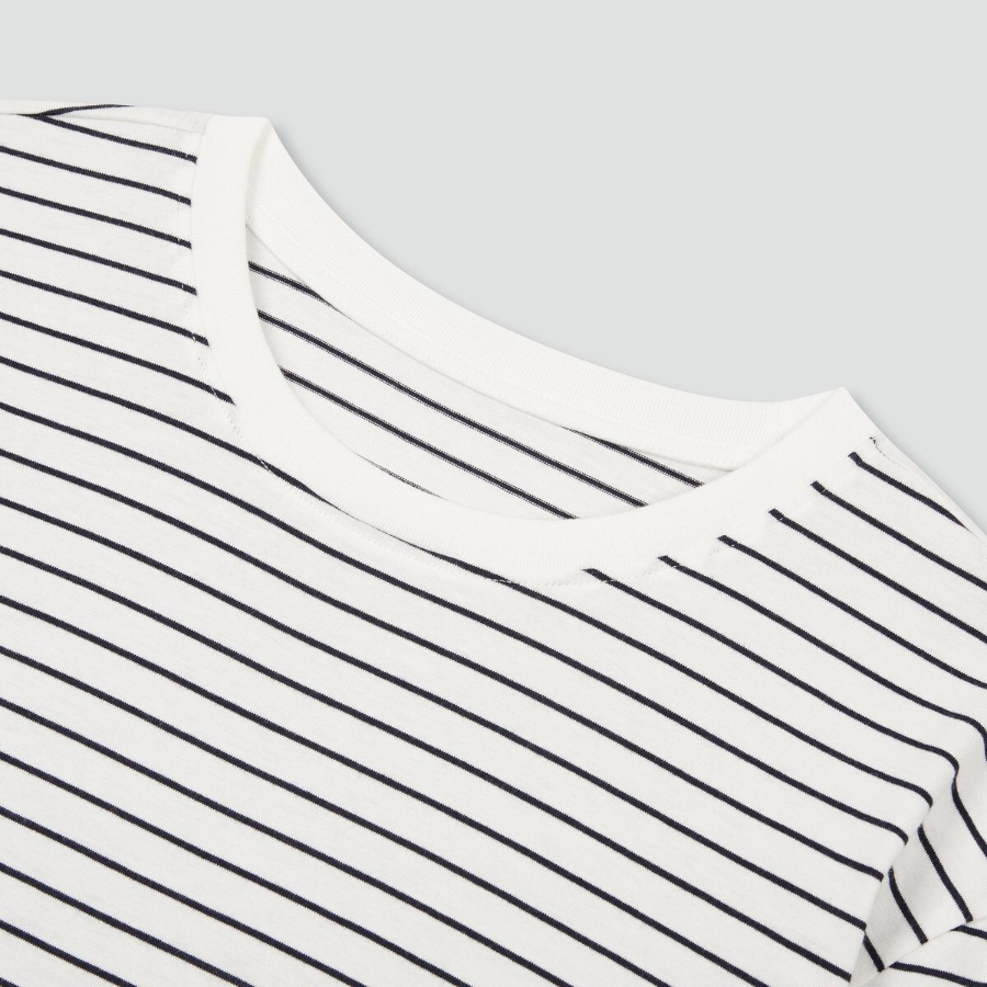 JAJU Smart Cotton Round Neck Long Sleeve Lounge T-Shirt – Off White