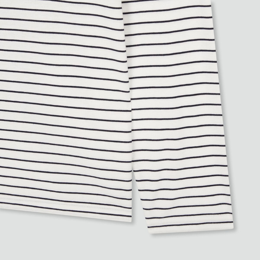 JAJU Smart Cotton Round Neck Long Sleeve Lounge T-Shirt – Off White