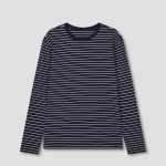 JAJU Smart Cotton Round Neck Long Sleeve Lounge T-Shirt – Dark Navy