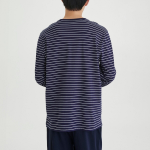 JAJU Smart Cotton Round Neck Long Sleeve Lounge T-Shirt – Dark Navy