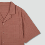 JAJU Rayon Cotton Seersucker Short Sleeve Pajama Shirt – Brick