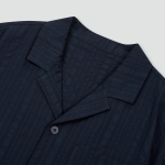 JAJU Rayon Cotton Seersucker Short Sleeve Pajama Shirt – Navy