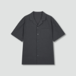 JAJU Rayon Cotton Seersucker Short Sleeve Pajama Shirt – Charcoal