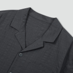 JAJU Rayon Cotton Seersucker Short Sleeve Pajama Shirt – Charcoal