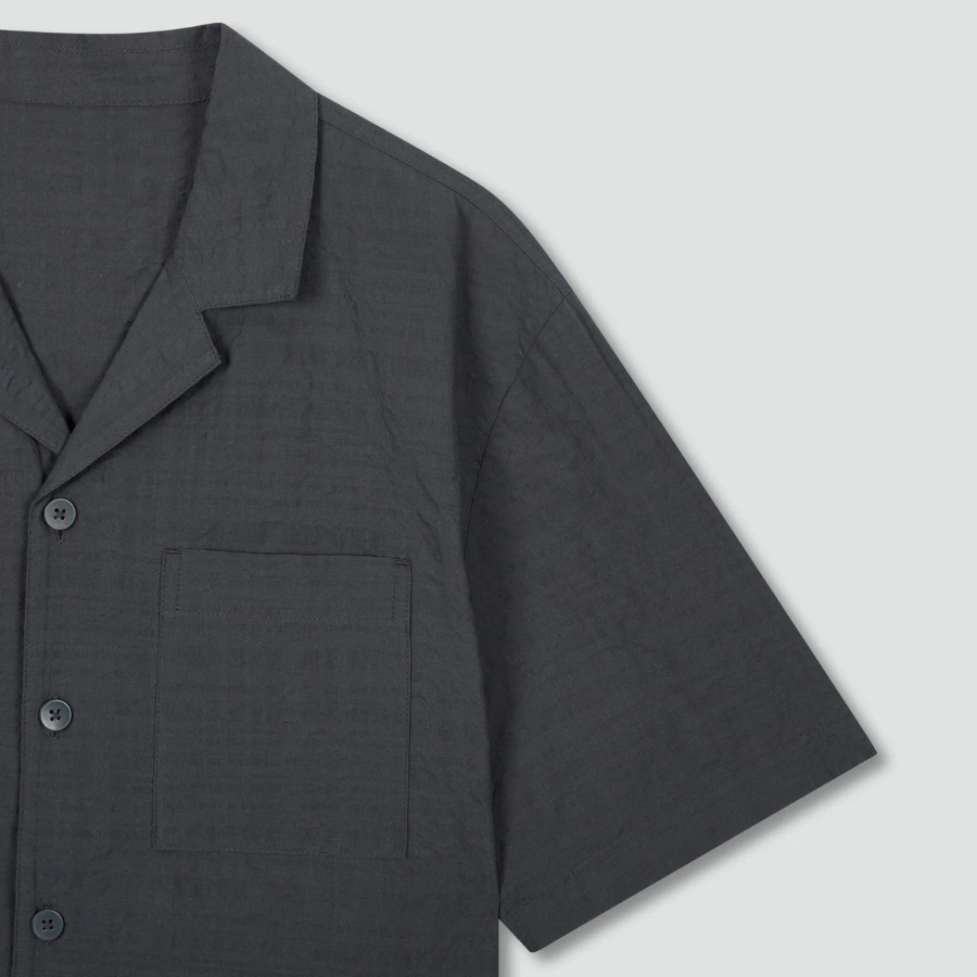 JAJU Rayon Cotton Seersucker Short Sleeve Pajama Shirt – Charcoal