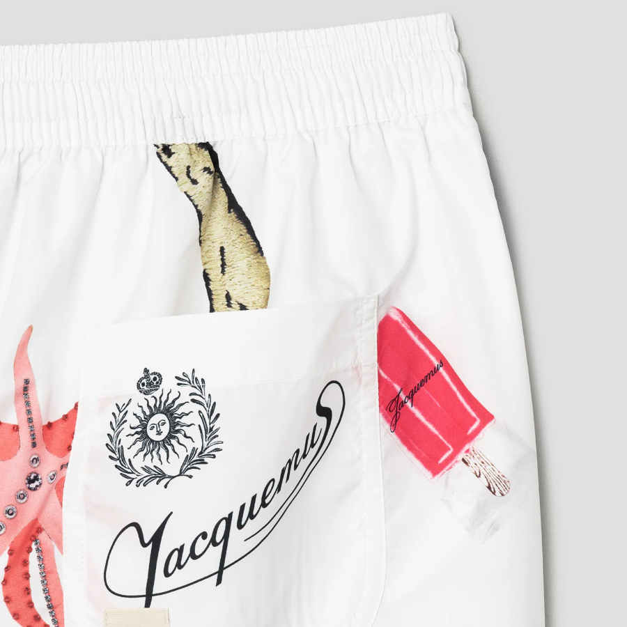 JACQUEMUS (Men) Le Maillot Puntini - Off-White & Printed Patch