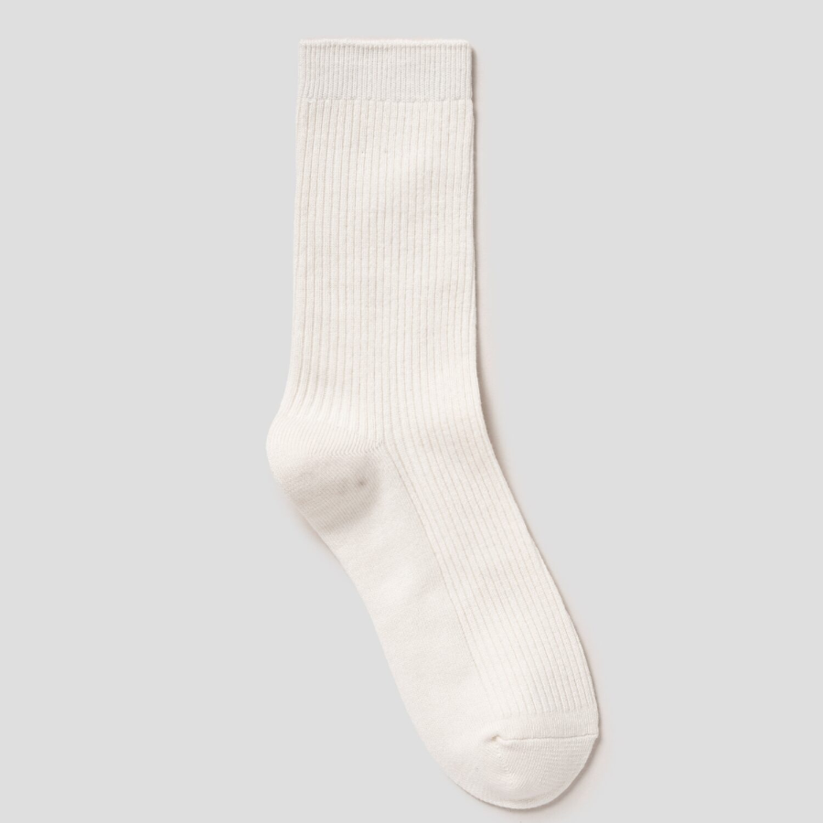 8 seconds Cotton Ribbed Basic Socks — Ivory