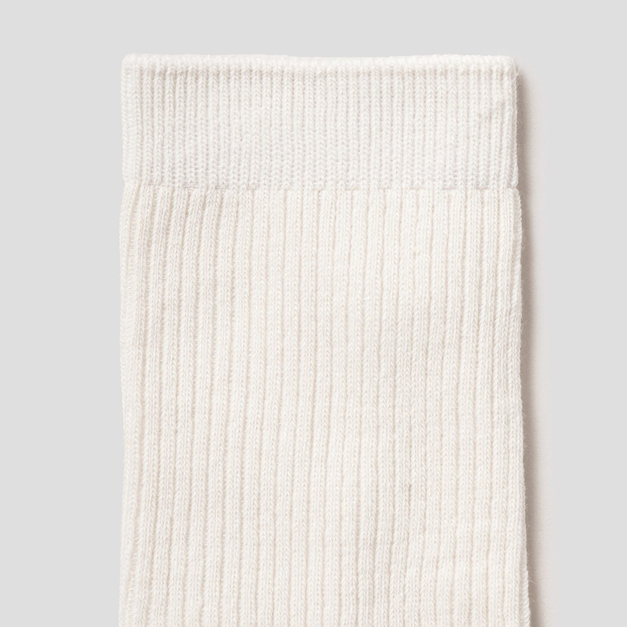 8 seconds Cotton Ribbed Basic Socks — Ivory