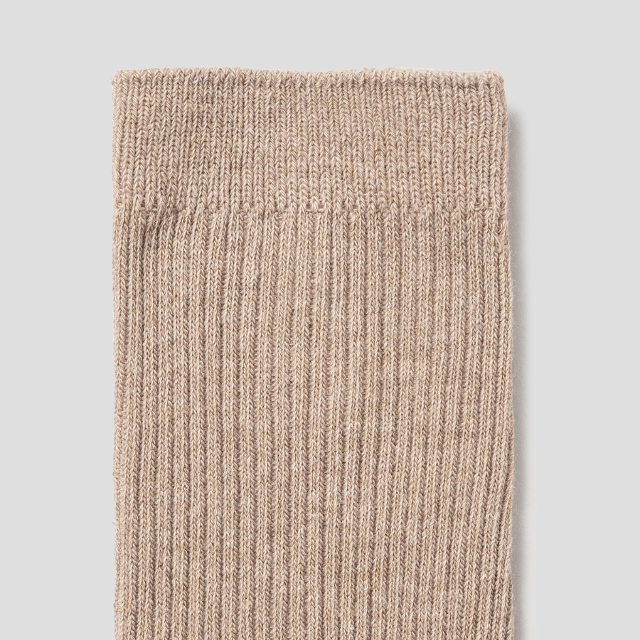8 seconds Basic Cotton Ribbed Socks — Beige