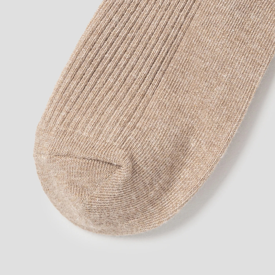 8 seconds Basic Cotton Ribbed Socks — Beige