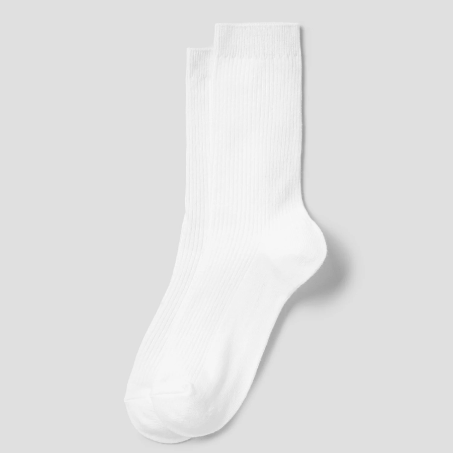 8 seconds Basic Cotton Ribbed Socks — White