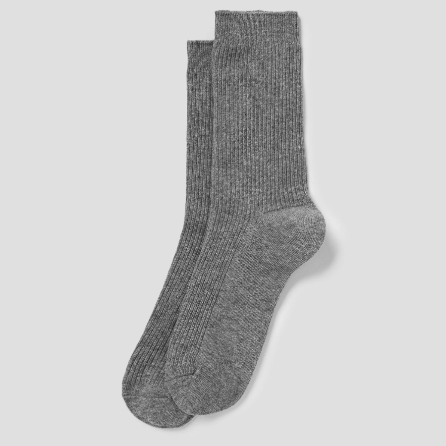 8 seconds Cotton Ribbed Basic Socks — Grey