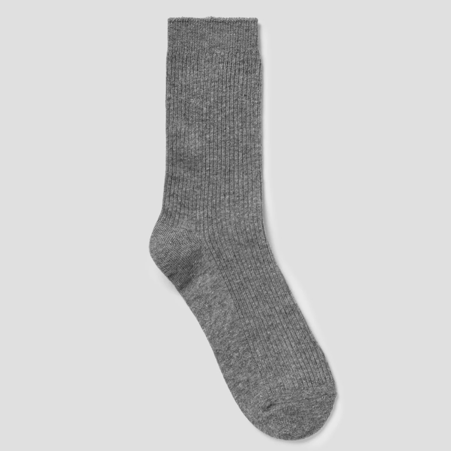 8 seconds Cotton Ribbed Basic Socks — Grey