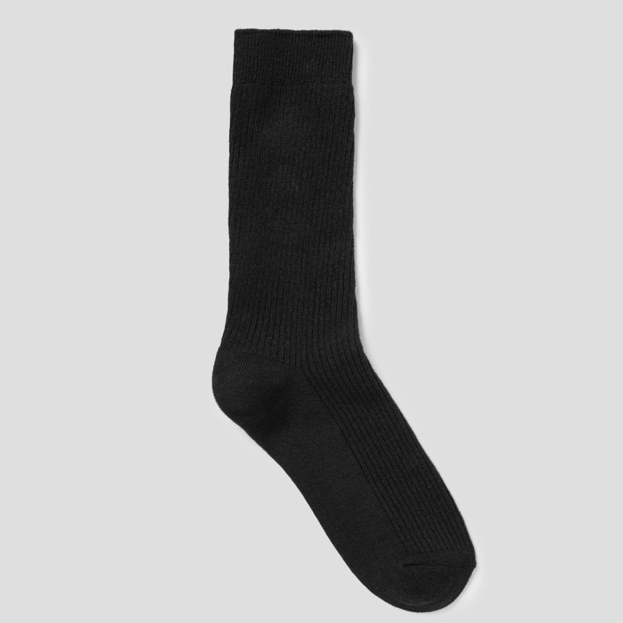 8 seconds Cotton Ribbed Basic Socks — Black