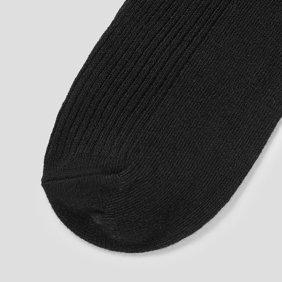 8 seconds Cotton Ribbed Basic Socks — Black